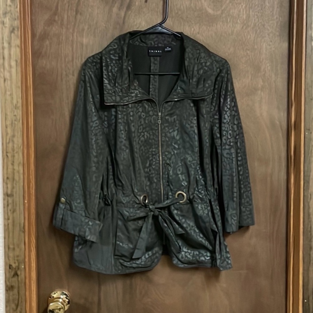 Tribal Army Green Leopard Jacket 14 Large